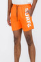 WEIV Men's Full Size Letter Graphic Drawstring Swim Shorts Plus Size