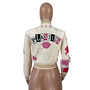 Women'S Fashion Print Baseball Jacket