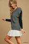 Umgee Oversized V Neck Ribbed Sweater Vest