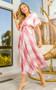 BiBi Front Tied Puff Sleeve Checkered Dress with Cut Out Detail