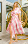 BiBi Front Tied Puff Sleeve Checkered Dress with Cut Out Detail
