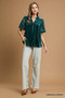 Umgee Velvet Embroidered Sleeve Blouse