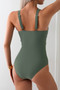 One Piece Cross Lace Adjustable Straps Swimsuits