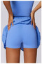 Pleated Solid Wide Waistband Sports Pocket Skirt