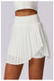 Pleated Solid Wide Waistband Sports Pocket Skirt