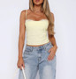Solid Back Knot Lace Trim Sleeveless Shirt