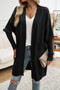 Knit Open Front Bishop Sleeves Pockets Cardigan
