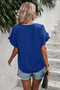 Solid Button V Neck Ruffle Sleeves Blouse