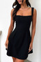 Solid Sleeveless Fit Wide Strap A Line Dress