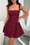 Solid Sleeveless Fit Wide Strap A Line Dress