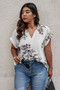 Plus Size Floral Print V Neck Loose Blouse​