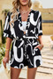 Allover Print Loose Fit Shirt Short Sets