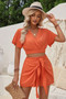 Two Pieces Cross Knot Elastic Waist Soild Sets