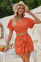 Two Pieces Cross Knot Elastic Waist Soild Sets