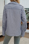 Strip Pocket Button Front Open Loose Blouse