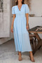 Solid V Neck Puff Sleeves Solid Knot Detail Dress​