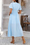 Solid V Neck Puff Sleeves Solid Knot Detail Dress​