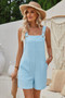 Sleeveless Square Neck Solid Pockets Loose Romper