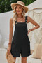Sleeveless Square Neck Solid Pockets Loose Romper