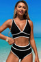Two Pieces V Neck Bikini Brief Bottom Swimsuit