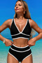 Two Pieces V Neck Bikini Brief Bottom Swimsuit