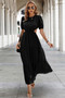 Cut Out Waist Ruffle Hem Puff Sleeves Fit Dress​