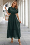 Cut Out Waist Ruffle Hem Puff Sleeves Fit Dress​
