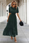 Cut Out Waist Ruffle Hem Puff Sleeves Fit Dress​