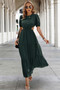 Cut Out Waist Ruffle Hem Puff Sleeves Fit Dress​