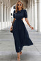 Cut Out Waist Ruffle Hem Puff Sleeves Fit Dress​