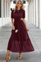 Cut Out Waist Ruffle Hem Puff Sleeves Fit Dress​