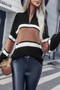 Half Zipper Strip Knit Loose Fit Sweater