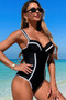 Stripe Sweetheart Neckline One Piece Swimsuit
