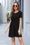 Round Neck Solid Ruffle Short Dress