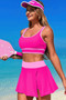 Color Block Two Pieces High Waisted Skirt Swimsuit