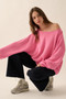 Solid Rib-Knit Oversized Boatneck Sweater​