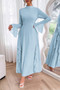 Solid Stand Collar Flare Sleeve Ruffle Full Dress