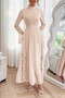 Solid Stand Collar Flare Sleeve Ruffle Full Dress