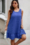 Plus Solid Ruffle Hem Hollow Out Sleeveless Dress