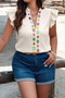 Plus Size Pleated Print V Neck Ruffle Fit Shirt​