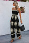 Off Shoulder Ruched Printed High Waist Jumpsuit