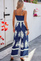 Off Shoulder Ruched Printed High Waist Jumpsuit