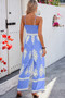 Off Shoulder Ruched Printed High Waist Jumpsuit