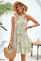 Floral Halter Cross Belt Ruffle Midi Dress