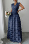 Solid V Neck Ruched Texture Splice Sleeveless Dress