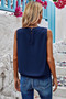 Sleeveless Pleated Round Neck Loose Fit Top