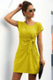 Solid Twist Knot Front Short Sleeve Tee Fit Dress