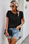 Round Neck Soild Loose Fit Puff Sleeves Blouse