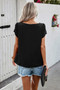 Round Neck Soild Loose Fit Puff Sleeves Blouse