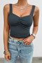 Solid Elastic Sleeveless Low Back Hot Top